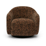 FOAK Salma swivel armchair 45-degree angle displaying enveloping barrel backrest
