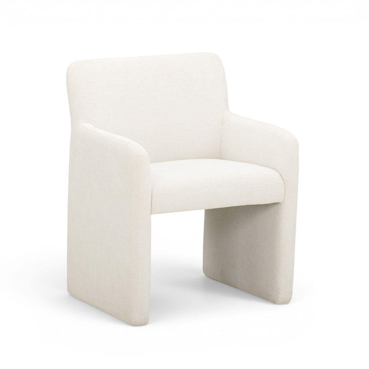 Crawley performance linen chenille dining chair front view showing monolithic silhouette