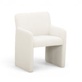 Crawley performance linen chenille dining chair front view showing monolithic silhouette