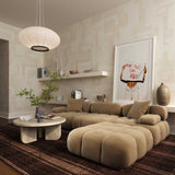 Back view of Calliope 4-piece modular sectional displaying curved silhouette