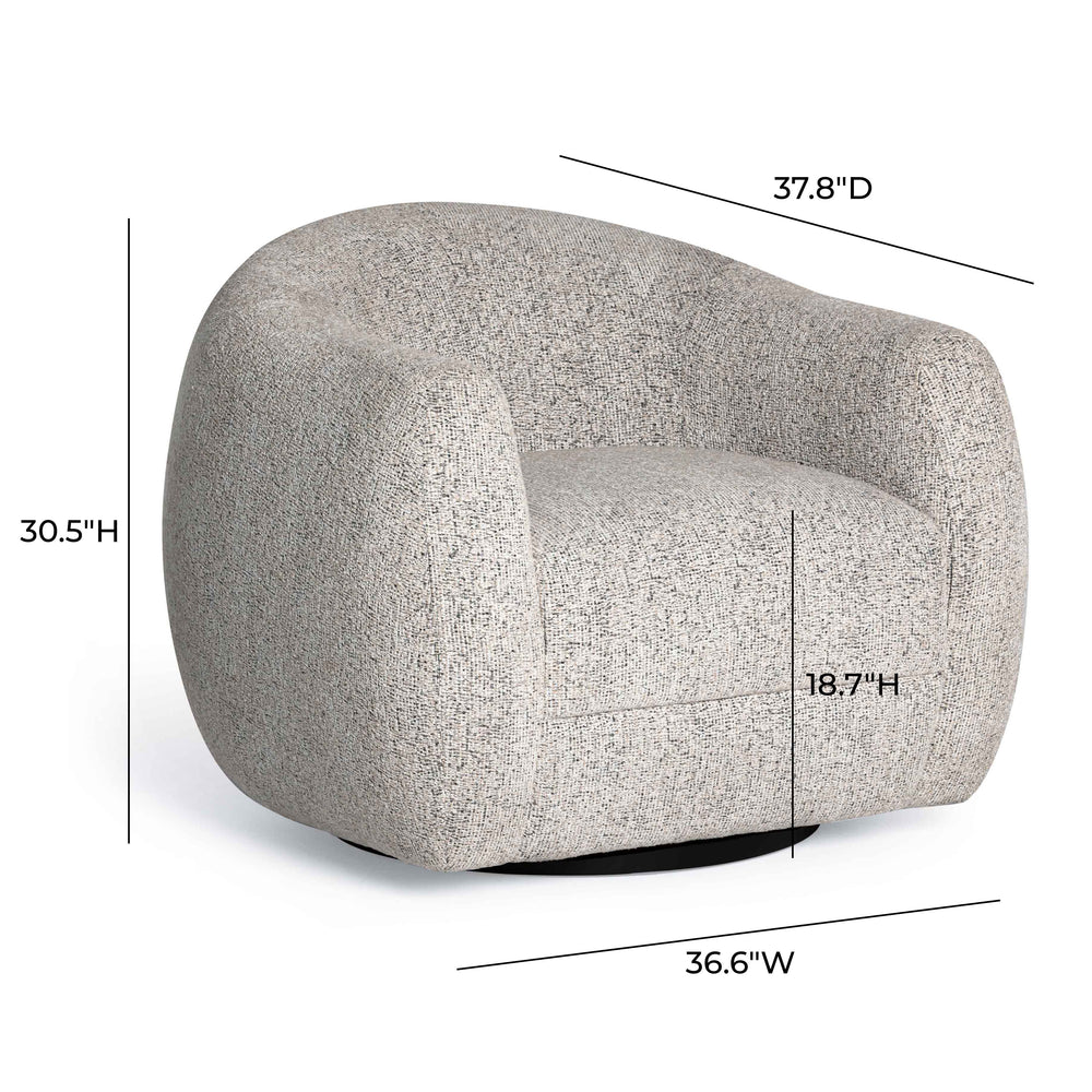 Judy Black and White Woven Fabric Swivel Chair dimensions