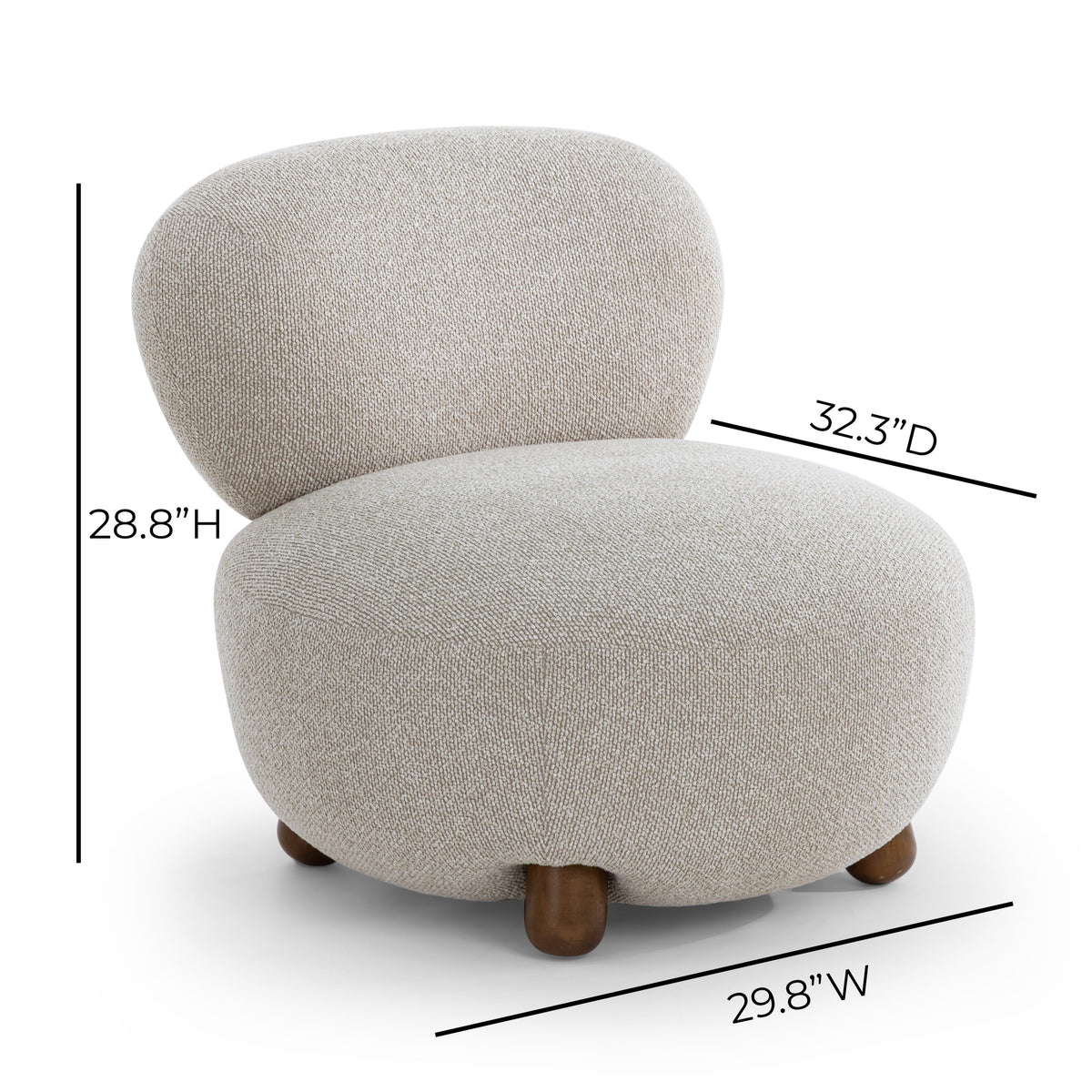 Pucker Accent Chair in Natural colorway viewed from the front