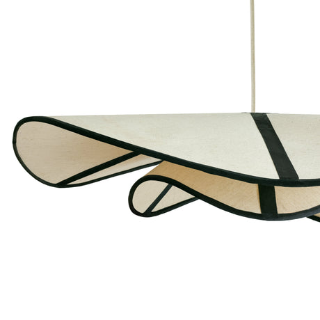 Close-up detail of contrast edge piping along the Chapeau Du Matin pendant lamp shade