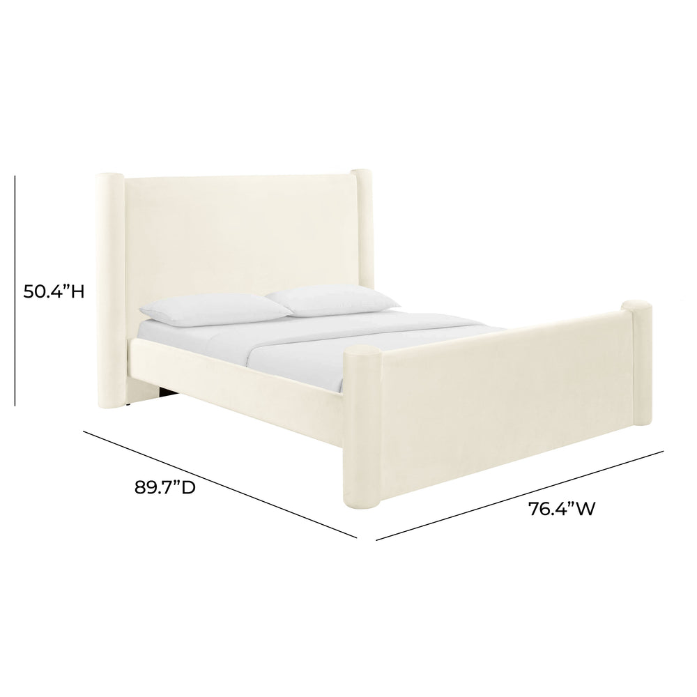 Athara Cream Velvet Bed dimensions
