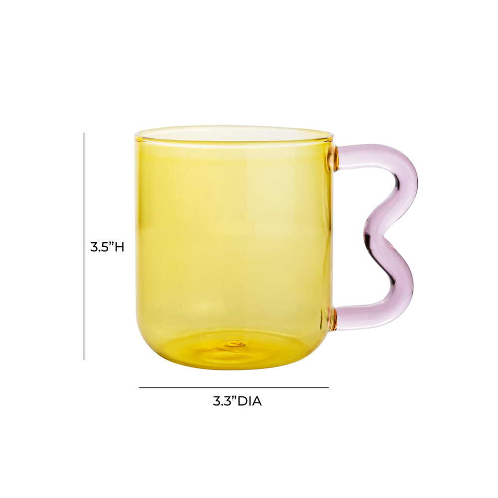 Lottie Amber and Pink Water Glass - Set of 4 dimensions