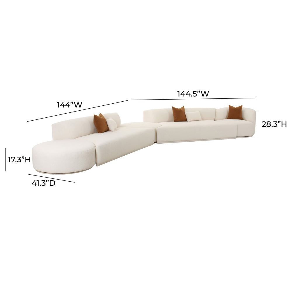 Fickle Cream Boucle 5-Piece Modular Chaise Sectional dimensions