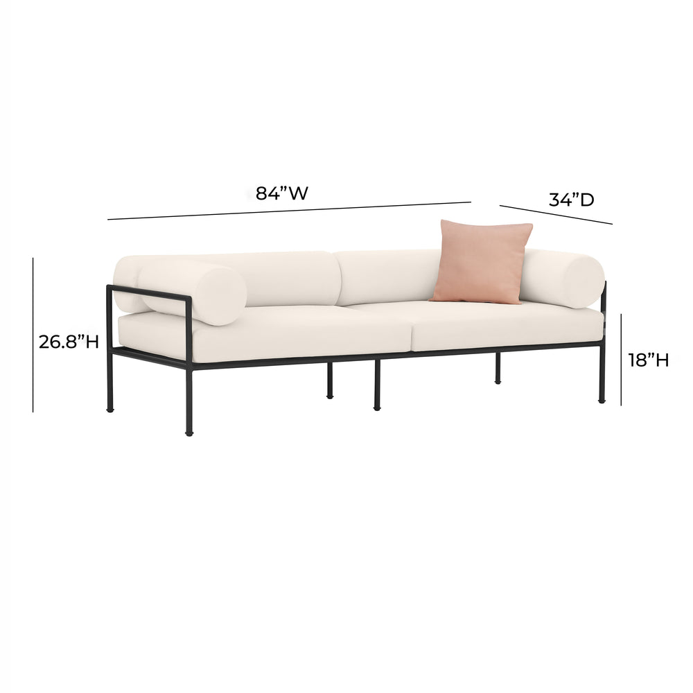 Vera 84" Cream Performance Fabric Outdoor Sofa dimensions