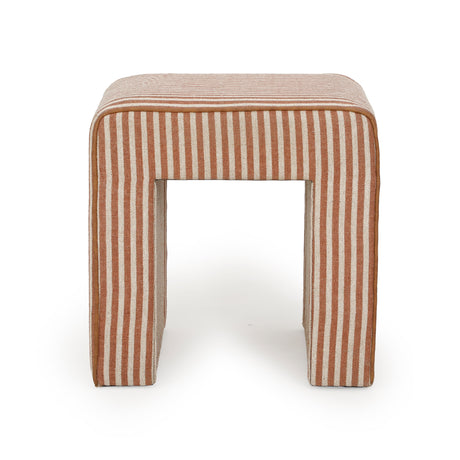 Side profile of brown Byron Square Cotton Jute Ottoman showing open base