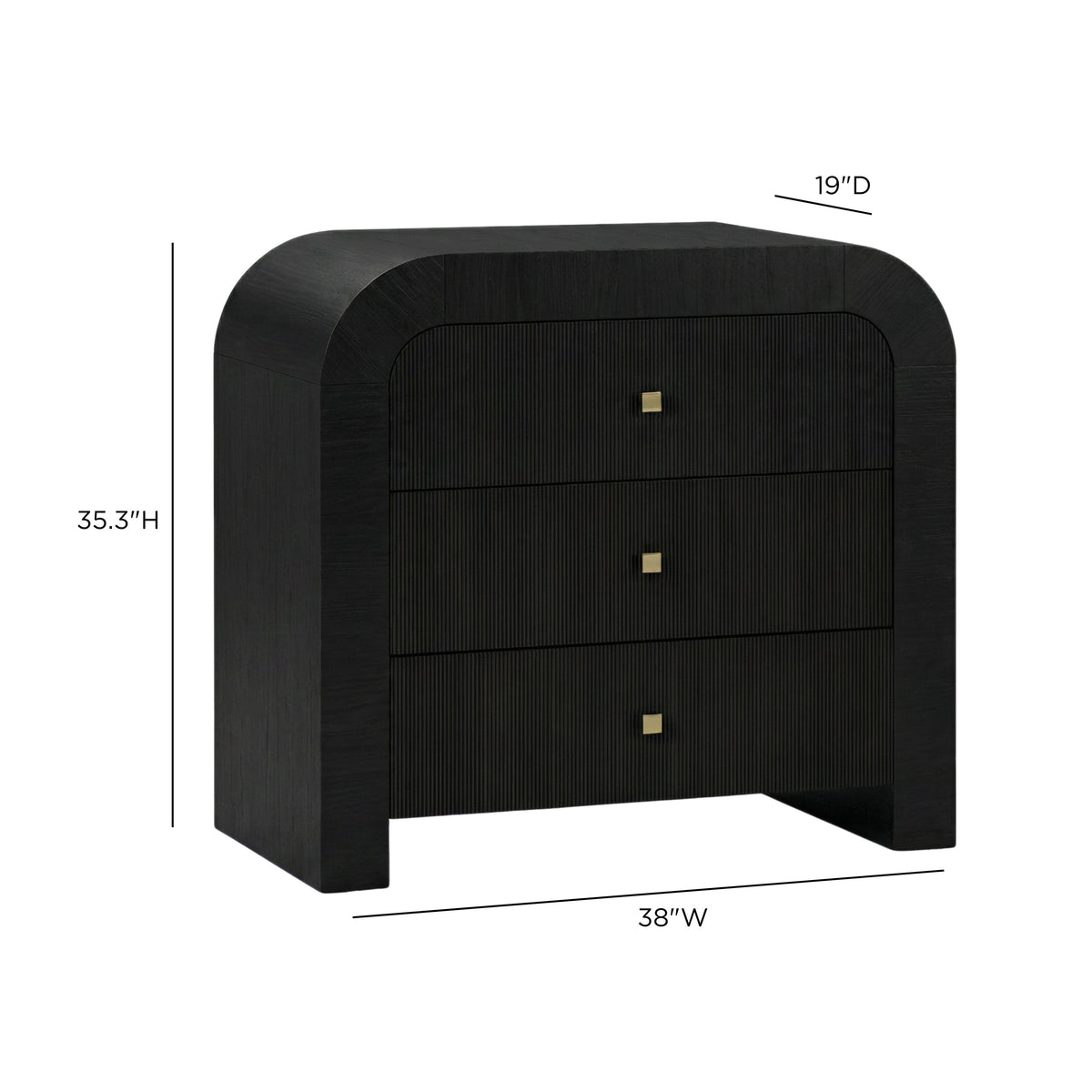 Hump 38-Inch Arched 3-Drawer Chest placed in modern master bedroom suite