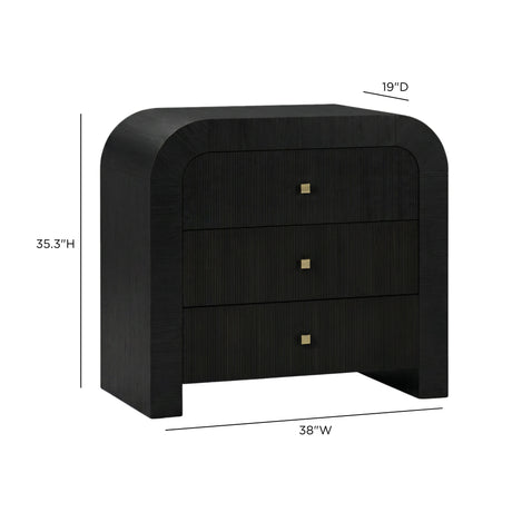 Hump 38-Inch Arched 3-Drawer Chest placed in modern master bedroom suite