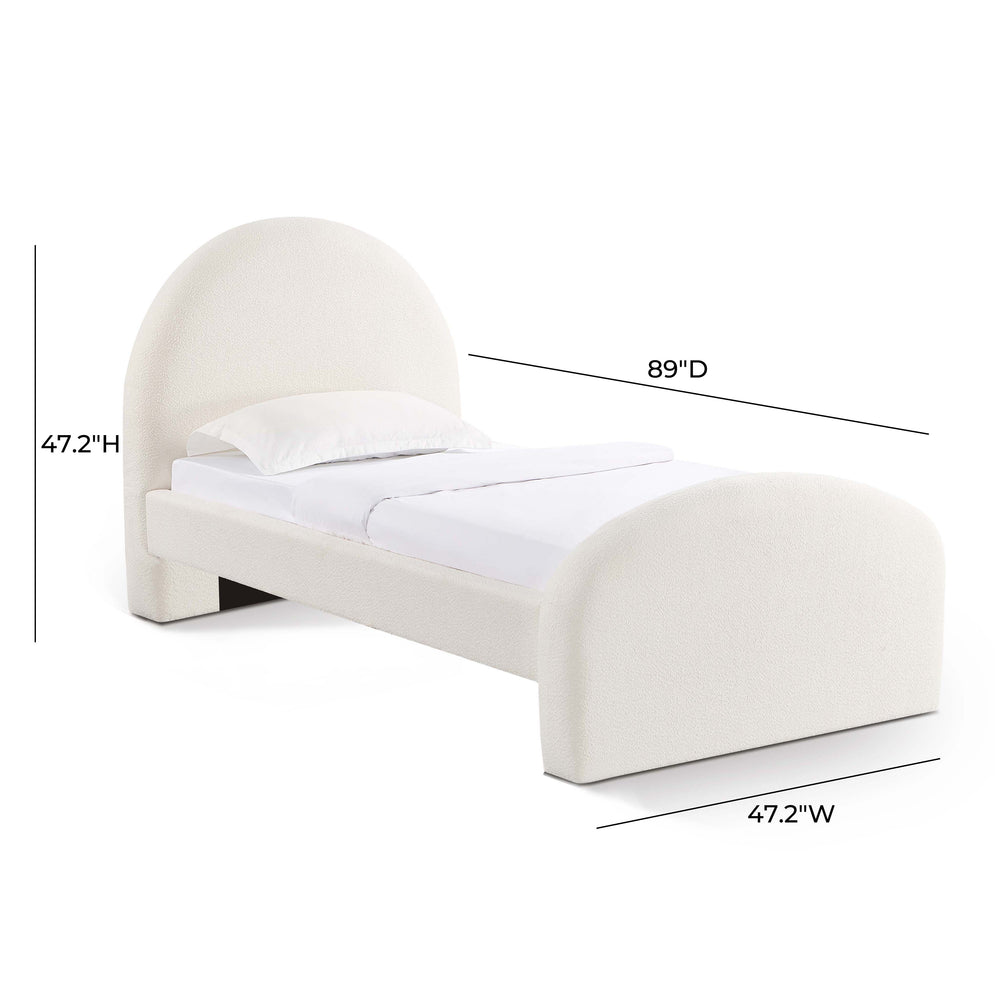 Moon Cream Boucle Twin Bed dimensions