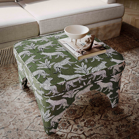 Raji Leopard Performance Jacquard Ottoman - View 14