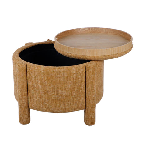 Bellamy Railroad Chenille Storage Stool bottom base and foot structure detail