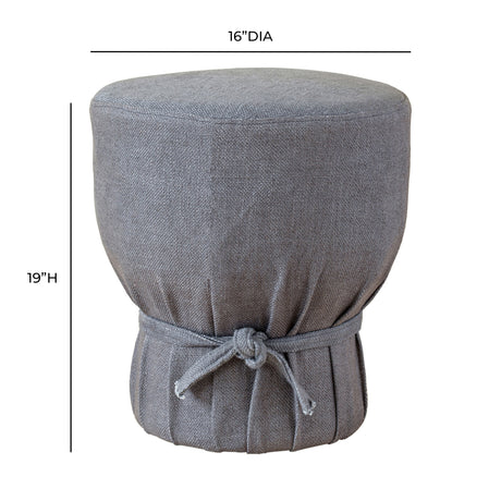 Elsie Grey Linen Upholstered Pouf - View 6