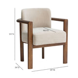 Detail view of the continuous curved solid wood armrest and back support