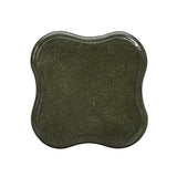 Low angle perspective showing the ribbed concrete pedestal base of the Addison coffee table