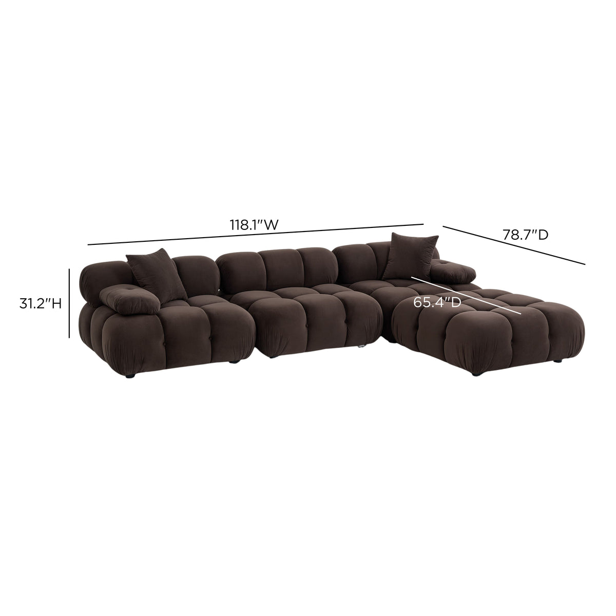 Calliope 4-piece modular sectional in cafe au lait upholstery alternative