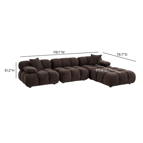 Calliope 4-piece modular sectional in cafe au lait upholstery alternative