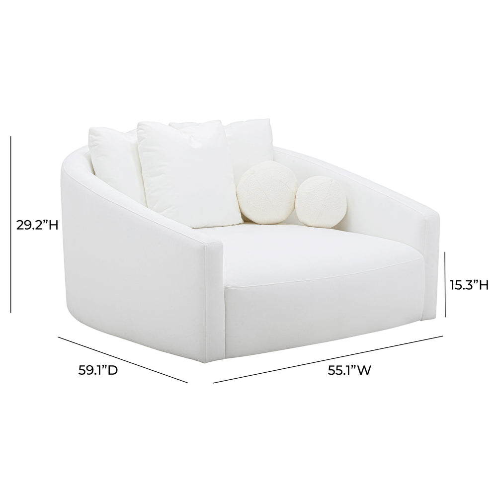 Hanim 54" Cream Performance Fabric Daybed dimensions