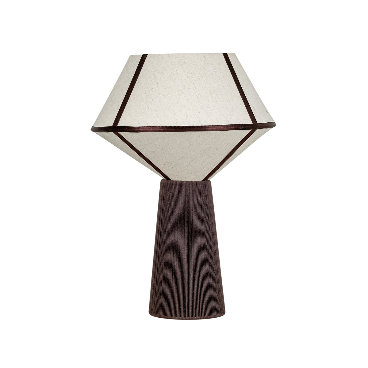 Josephine upward tapered table lamp illuminated on bedside nightstand