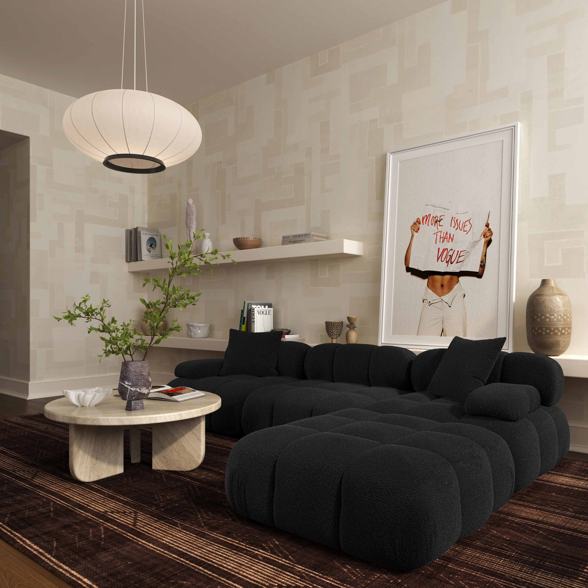 Detail of resilient high-density foam cushion compression on Calliope sectional
