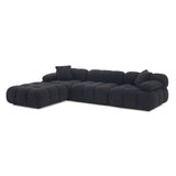 Perspective view of Calliope modular seating illustrating uniform seam stitching