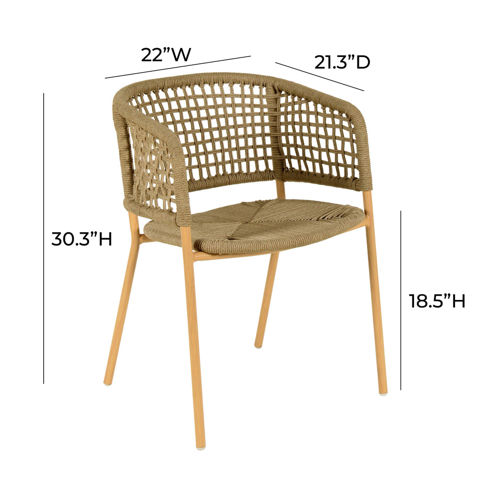 Niel Oak Finish Outdoor Dining Chair dimensions