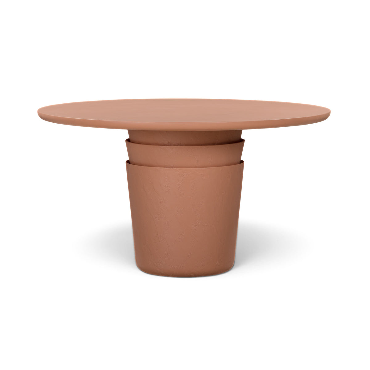 Margot 54 inch round concrete indoor outdoor dining table with tapered pedestal base front view
