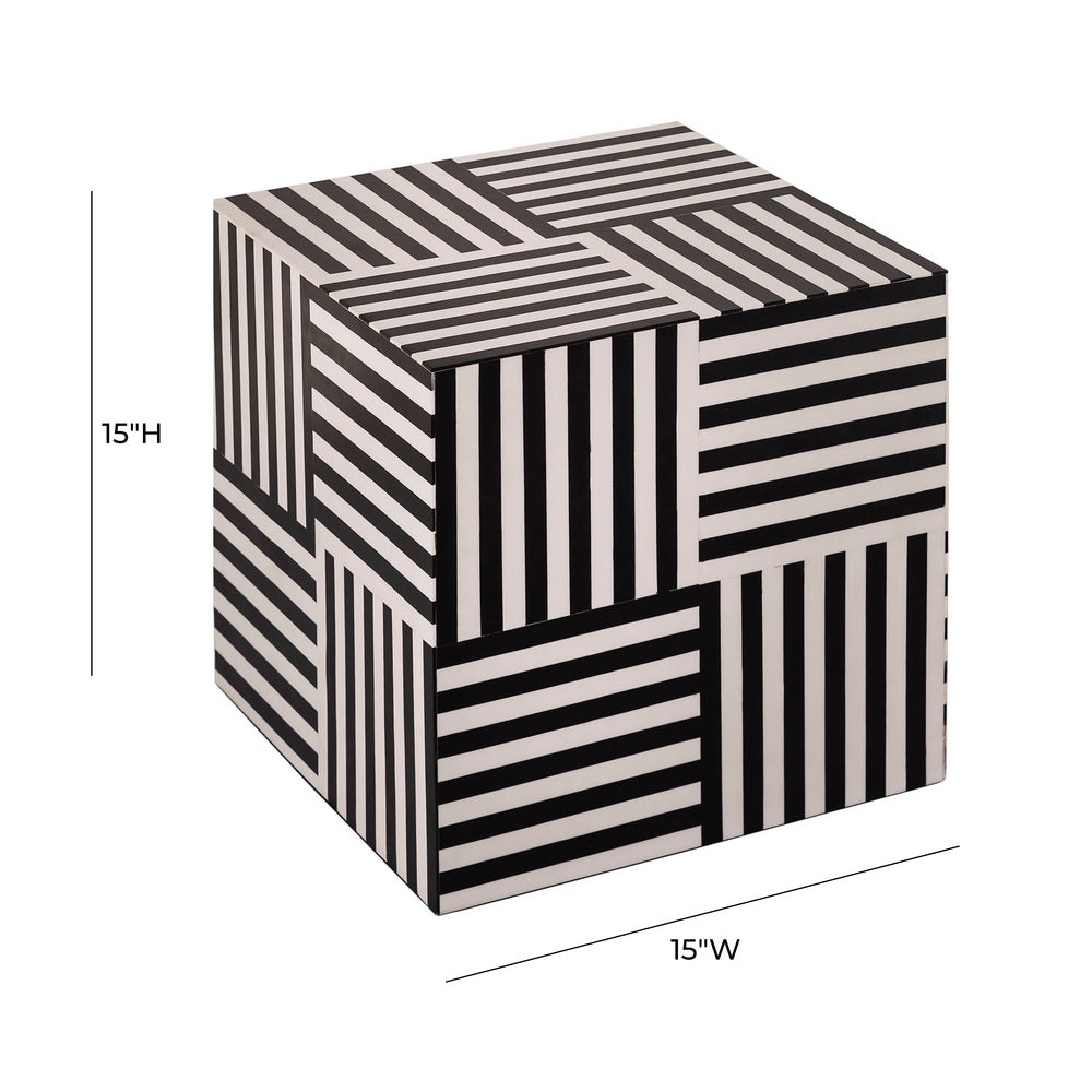 Cube Black and White Side Table dimensions