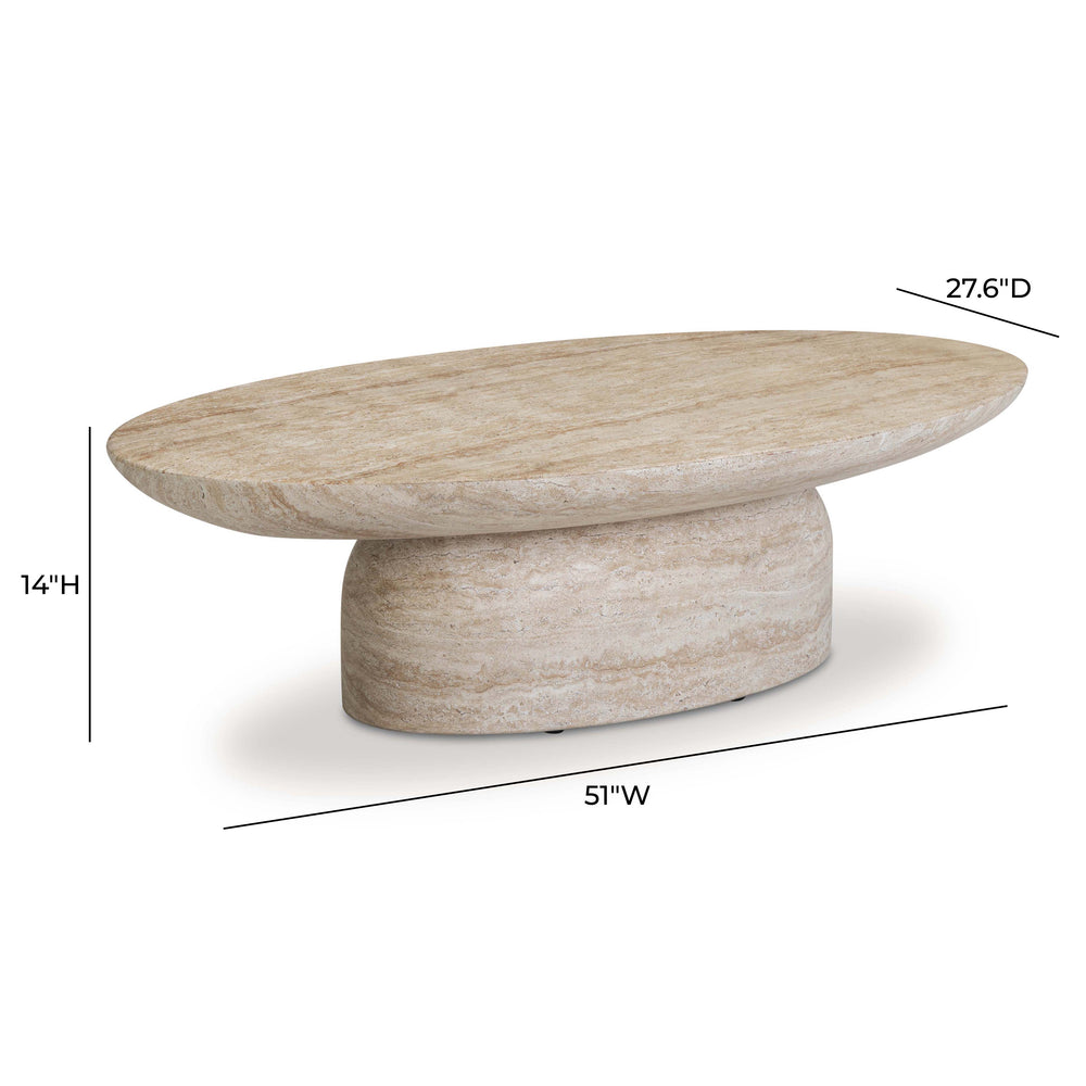 Sonia 51" Faux Travertine Indoor/Outdoor Concrete Coffee Table dimensions
