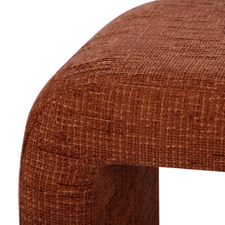 Detailed close-up of textured railroad striped chenille fabric upholstery