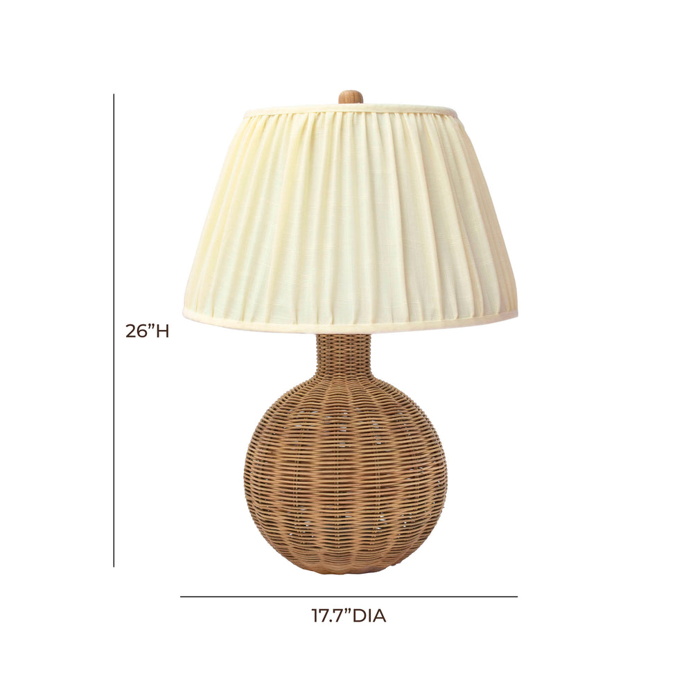 Pallora Cream & Natural Rattan Table Lamp dimensions