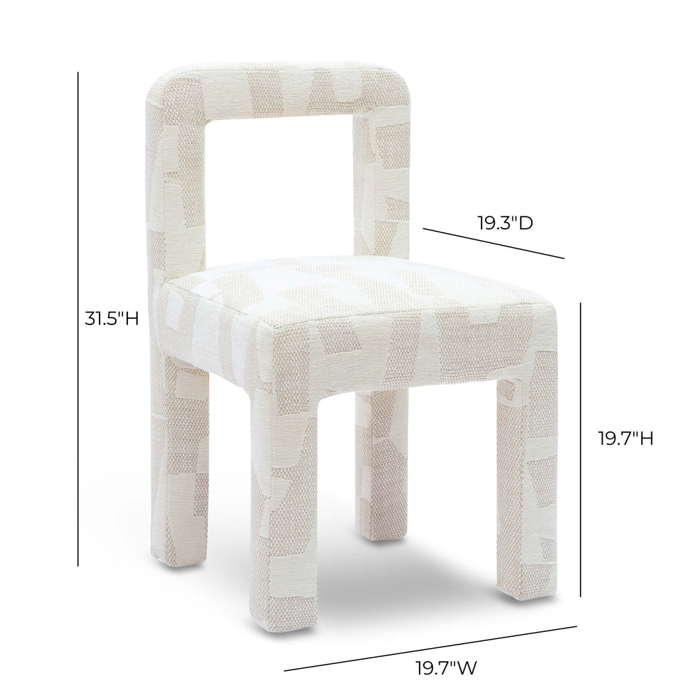 Hazel Cream Patterned Jacquard Dining Chair dimensions