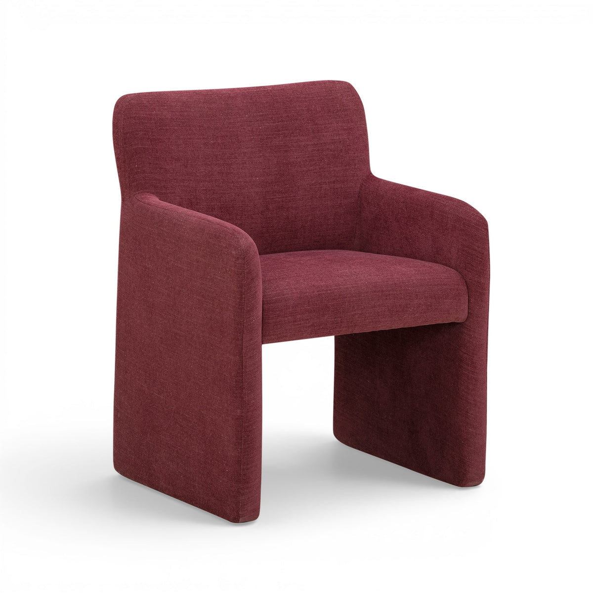 Crawley performance linen chenille chair base construction and grounded footprint
