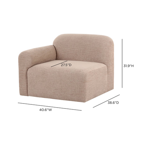 Gorge Modular Corner Chair tan upholstery back three-quarter view