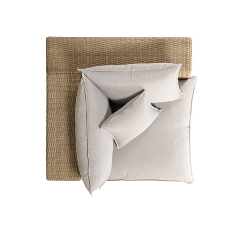 Cali Outdoor Corner Chair in Cream Performance Fabric with Natural Wicker Base