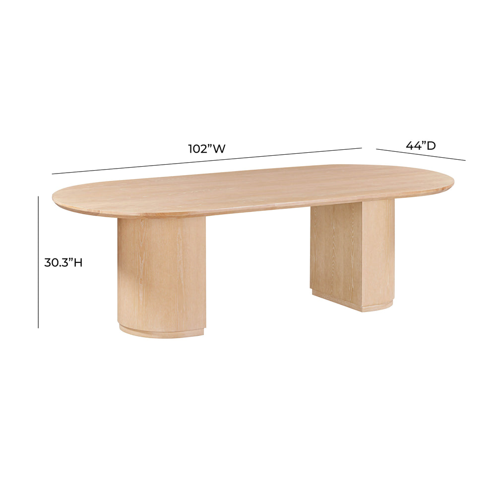 Marlow 102" Wood Oval Dining Table dimensions