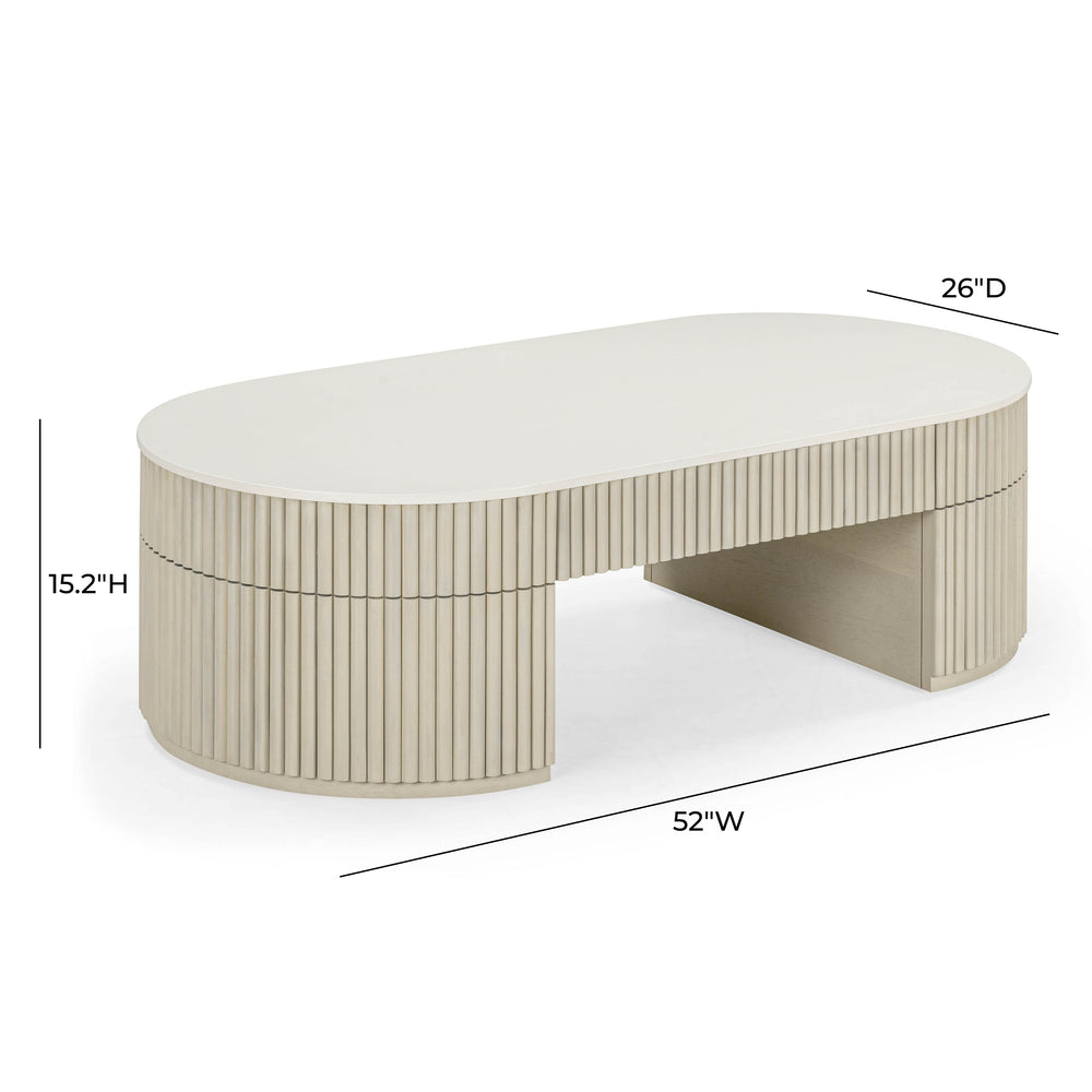 Bella 52" Cream Large Storage Coffee Table dimensions