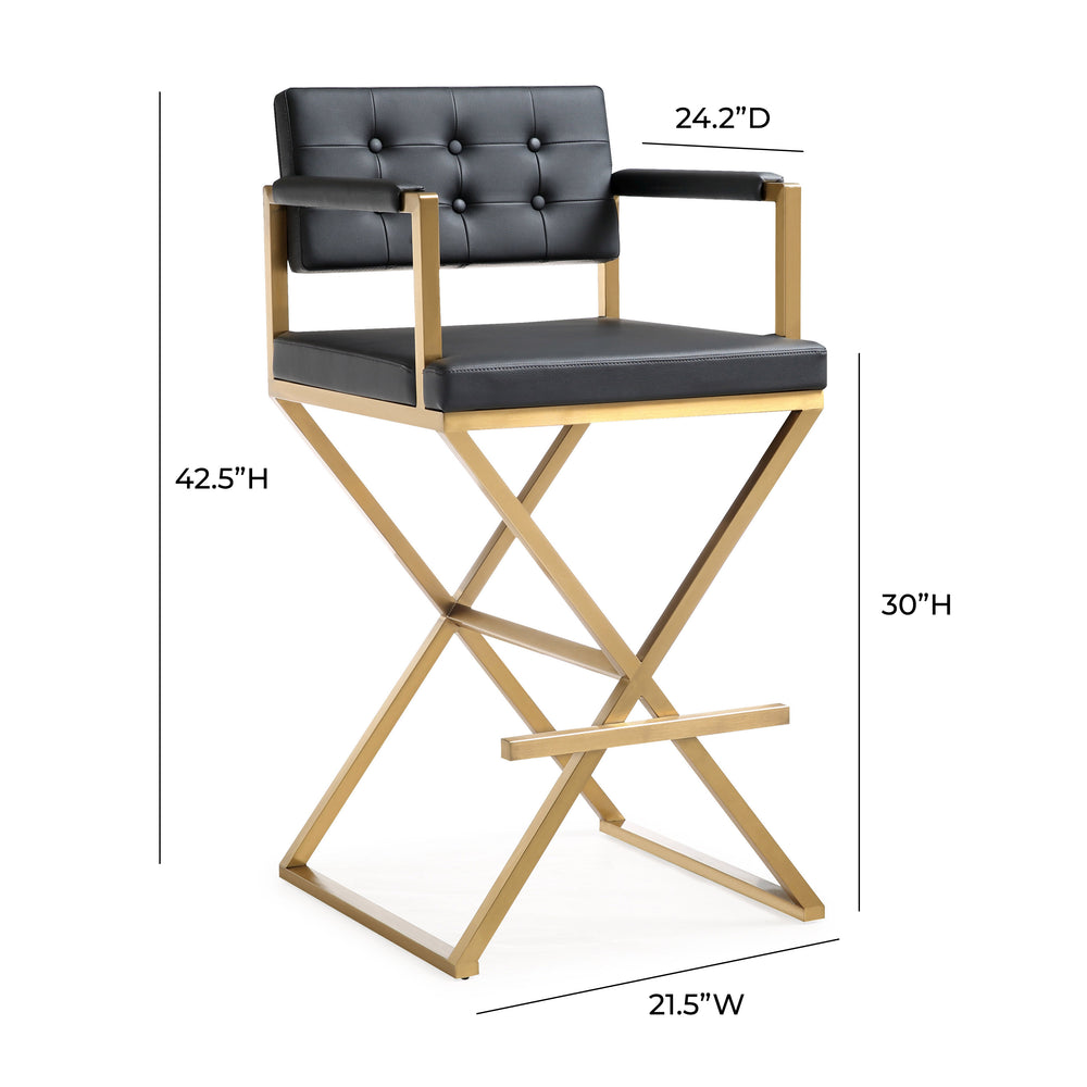 Director Performance Vegan Leather Stool with Gold Base dimensions