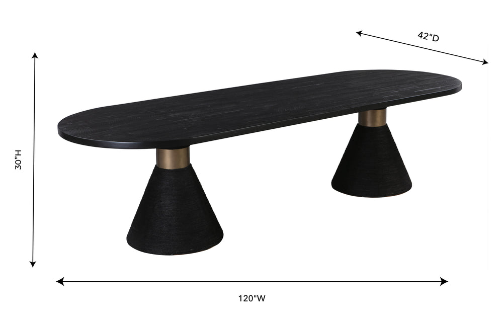 Rishi 120" Rope Oval Dining Table dimensions