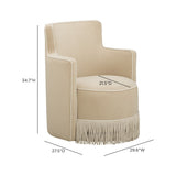 Passe Tasseled Velvet Swivel Accent Chair top angle displaying deep circular seat cushion