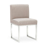 Pensel Dining Chair front view featuring polished stainless steel base and tailored upholstery