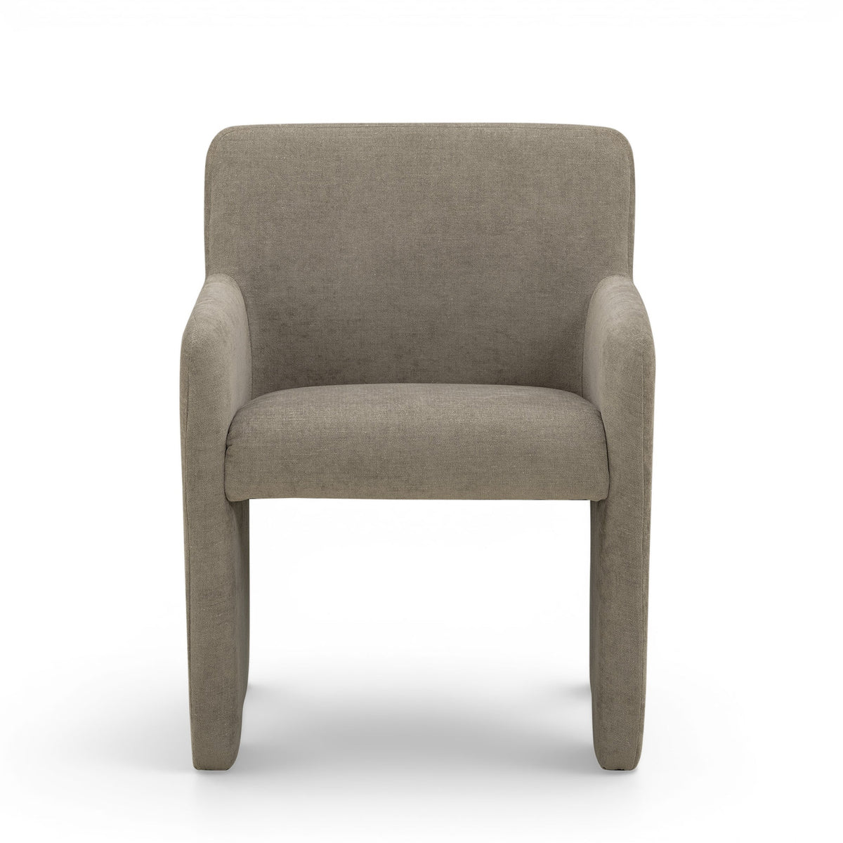 Pair of Crawley performance chenille dining armchairs styled in modern dining room