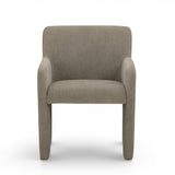 Pair of Crawley performance chenille dining armchairs styled in modern dining room