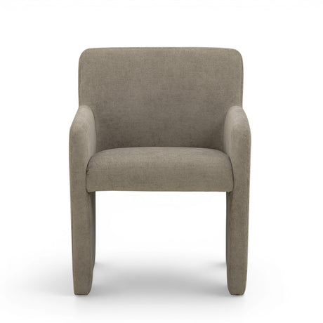 Pair of Crawley performance chenille dining armchairs styled in modern dining room