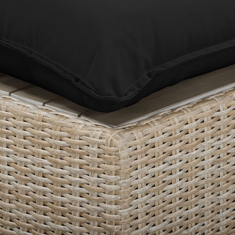 Side profile of Black and Natural Wicker Cali Outdoor Ottoman