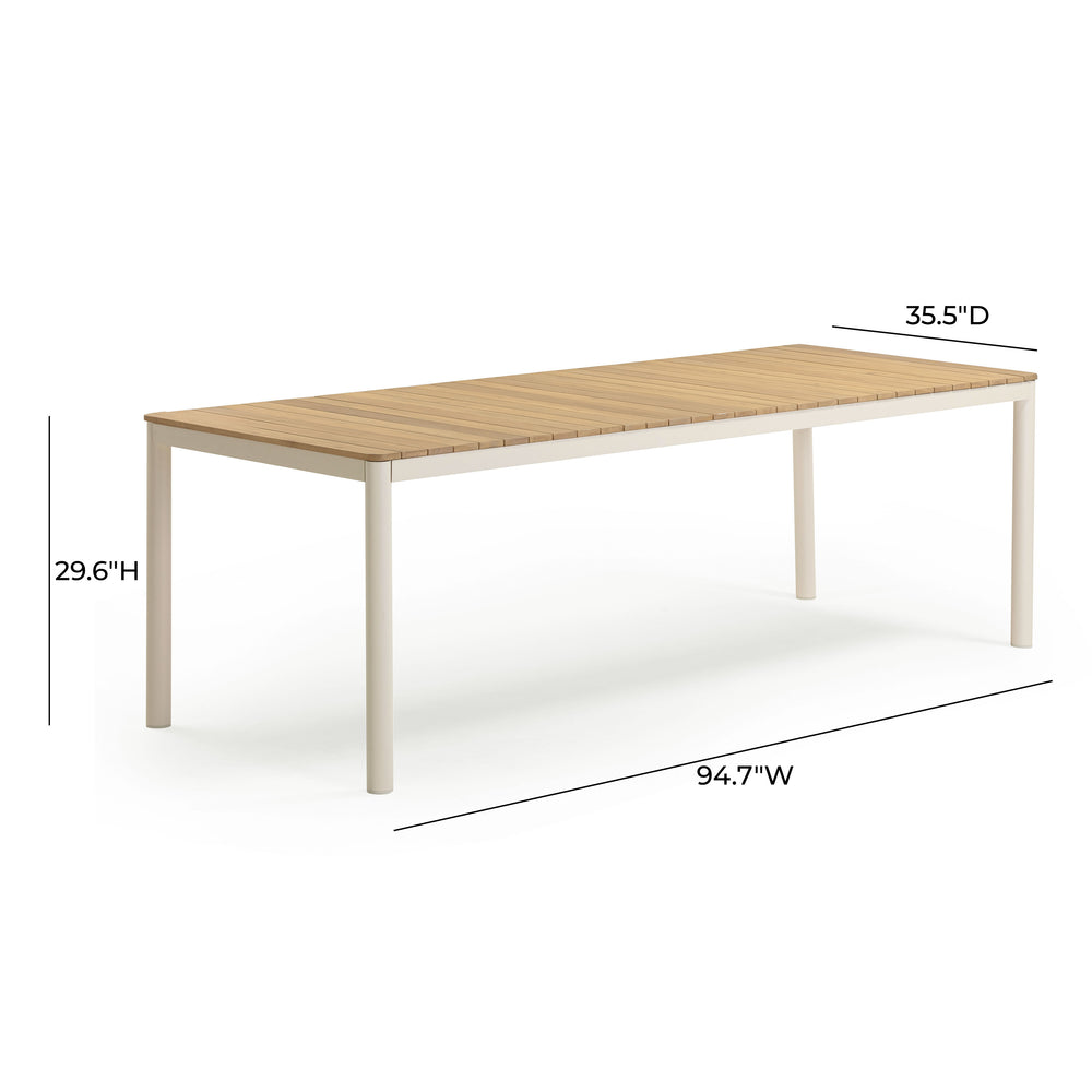 Sardinia 95" Light Teak Outdoor Rectangular Dining Table dimensions