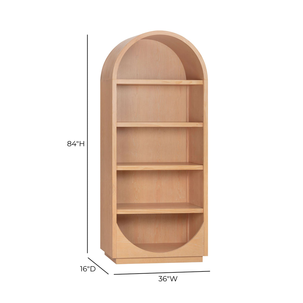 Marlow Wood Bookcase with Two Adjustable Shelves - Contemporary Acacia & Ash Veneer Bookshelf, 84" Tall dimensions