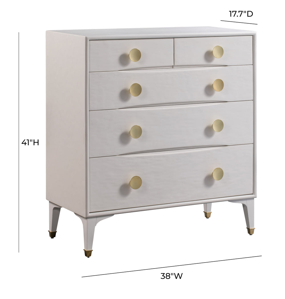 Divine 38" White 5-Drawer Chest dimensions