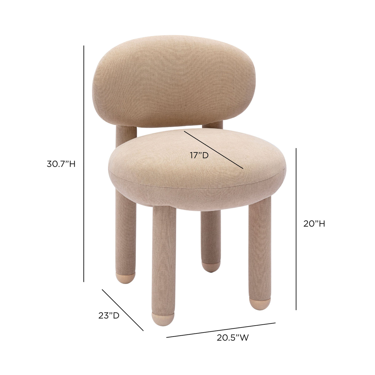 Manu Performance Fabric Side Chair base detail demonstrating sturdy stance